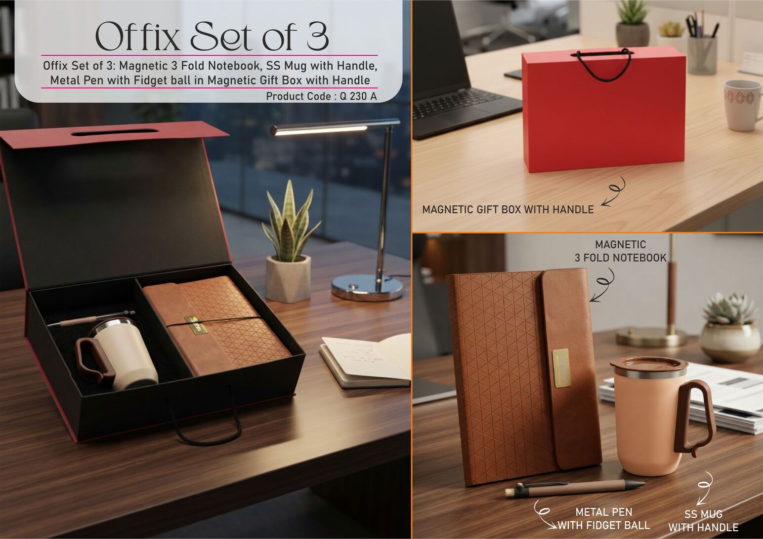 Q230a –Magnetic 3 Fold Notebook