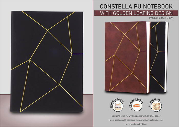 B189 – Constella PU notebook with Golden leafing