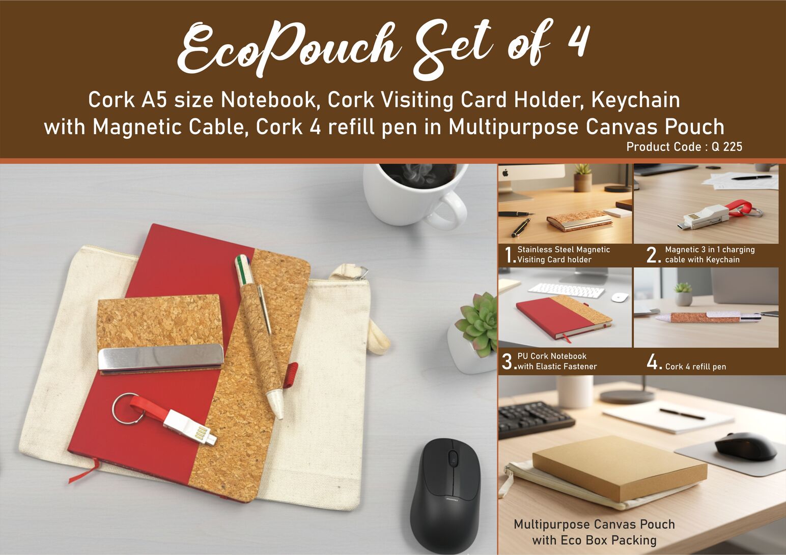 Q225 – EcoPouch Set of 4: Cork Executive Kit