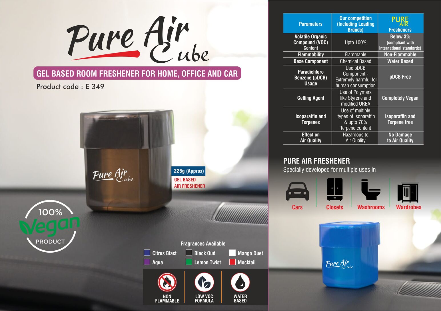 E349 – Pure Air Cube: Gel based room freshener for Home