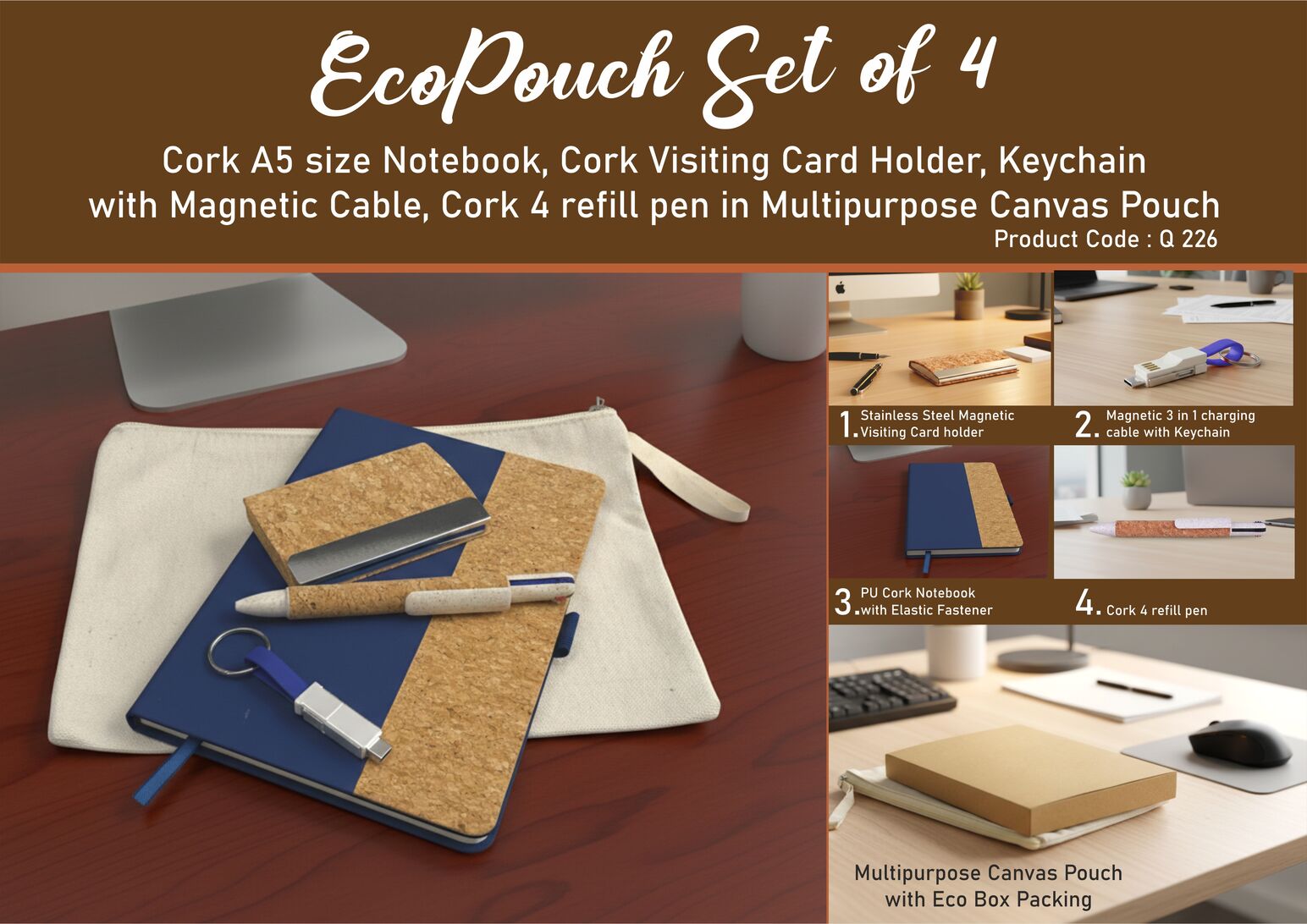 Q226 – EcoPouch Set of 4: Cork Executive Kit
