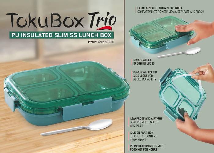 H358 – TokuBox Trio: Slim Lunch box with SS inside