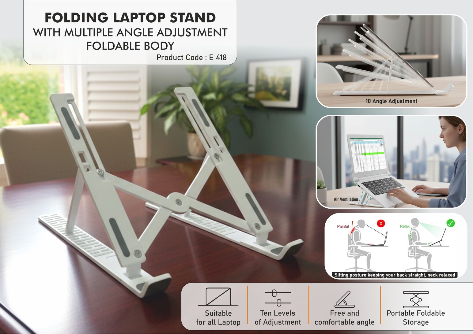 E418 – Folding laptop stand