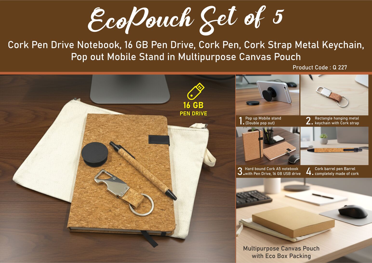 Q227 – EcoPouch Set of 5: Cork Utility Pro Kit