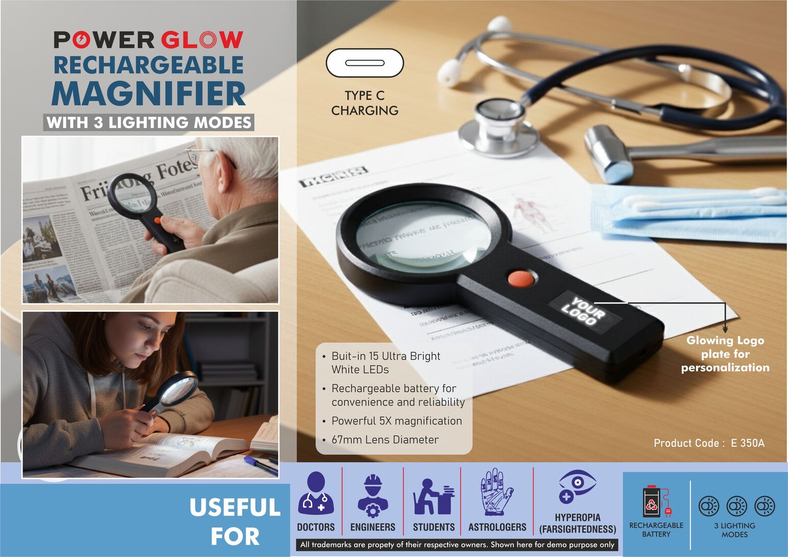 E350a – PowerGlow Rechargeable Magnifier