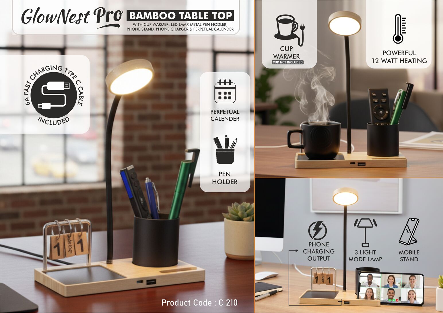 C210 – GlowNest Pro: Bamboo Table top