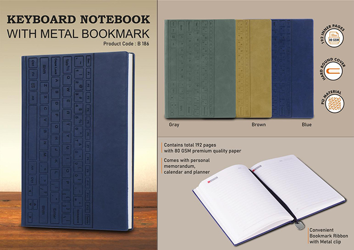 B186 – Keyboard notebook with metal