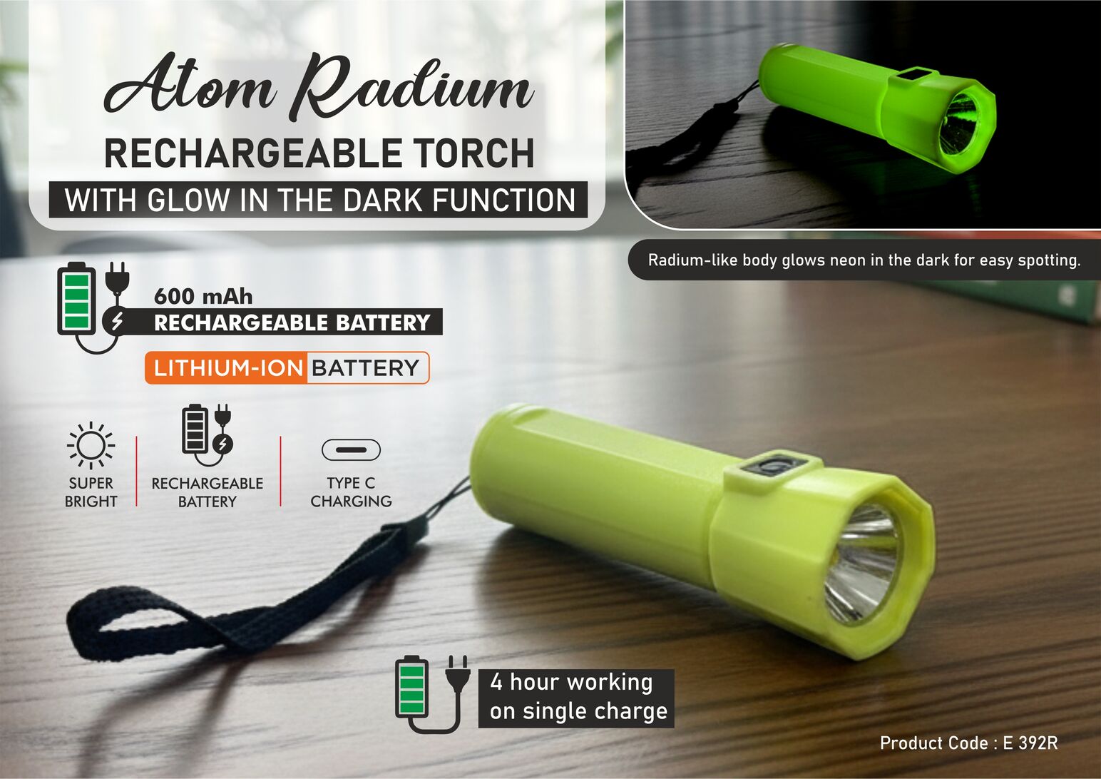 E392R – Atom Radium: Rechargeable torch