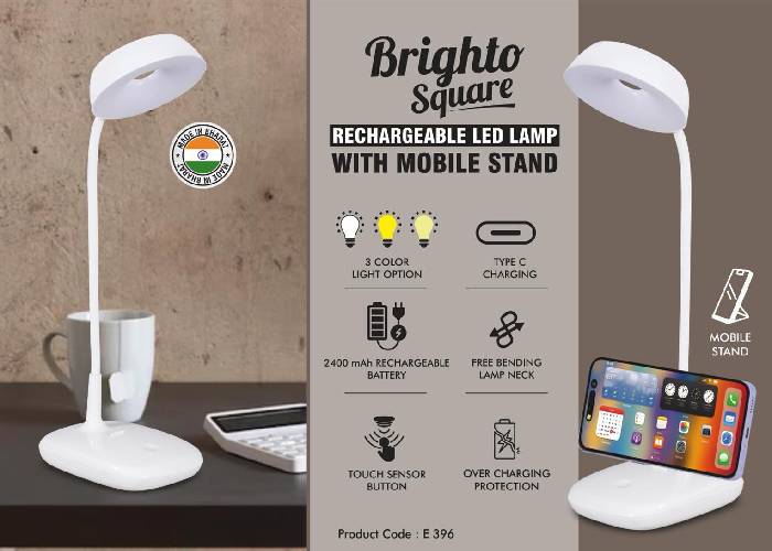 E396 – Brighto Square: Rechargeable LED Lamp