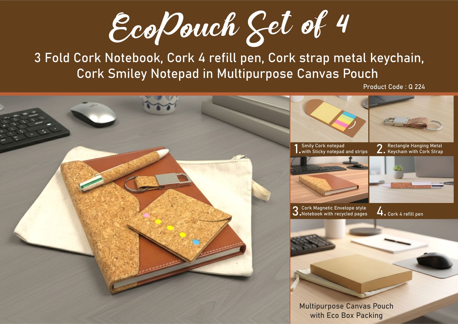 Q224 – EcoPouch Set of 4: Cork Classic Kit